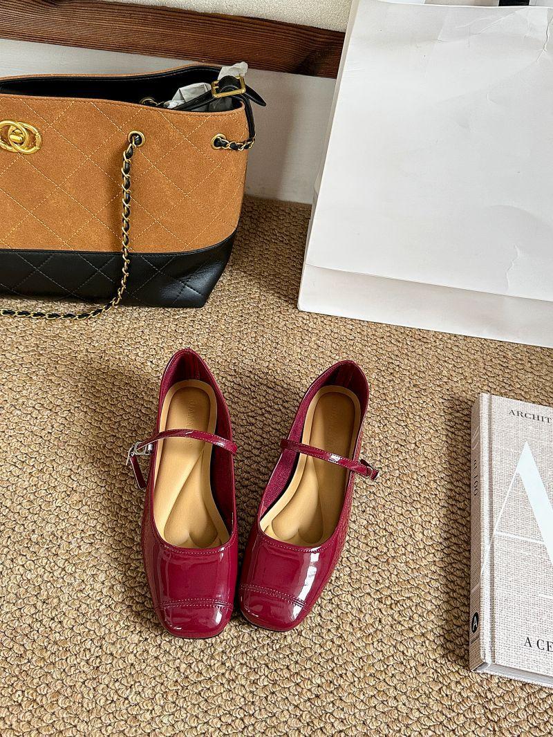 

Autumn 2025 new retro thick heel rubber band cross bow light mouth single shoes one word buckle Mary Jane shoes 40 красный