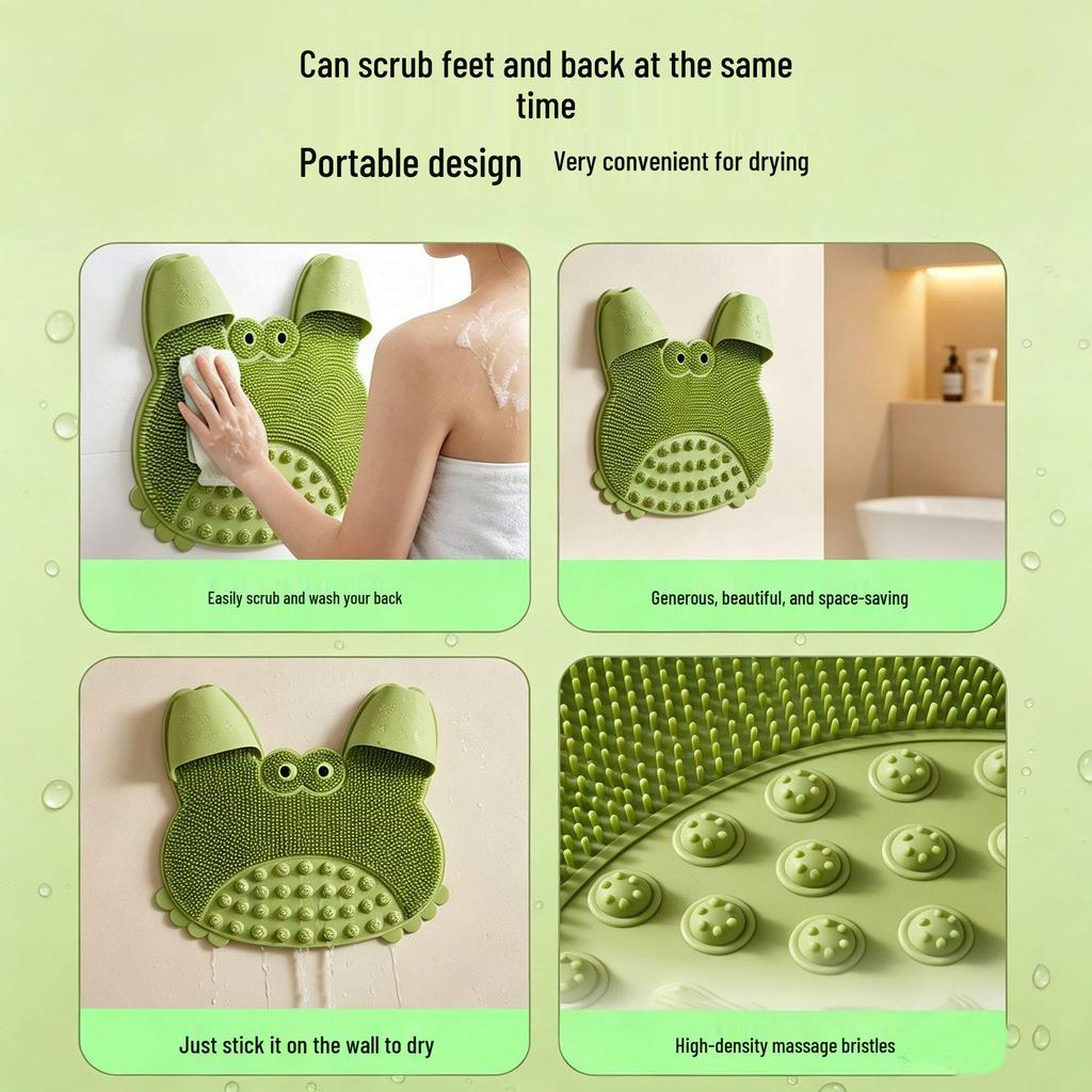 Wall-Mounted Anti-Slip Shower Mat: Foot, Back Scrubber & Massager