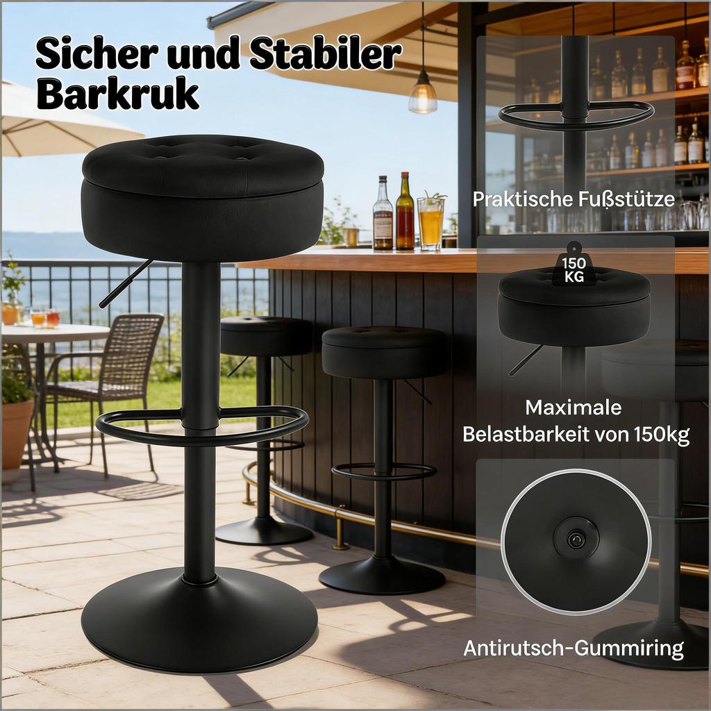Stylish Living Room Chairs, Breakfast Chairs, Dining Chairs, Bar Stool with Storage Space (Only one bar stool is included)