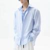 Men's Light Blue Striped Button Down Shirt Casual Layered Look Oversized Streetwear Top