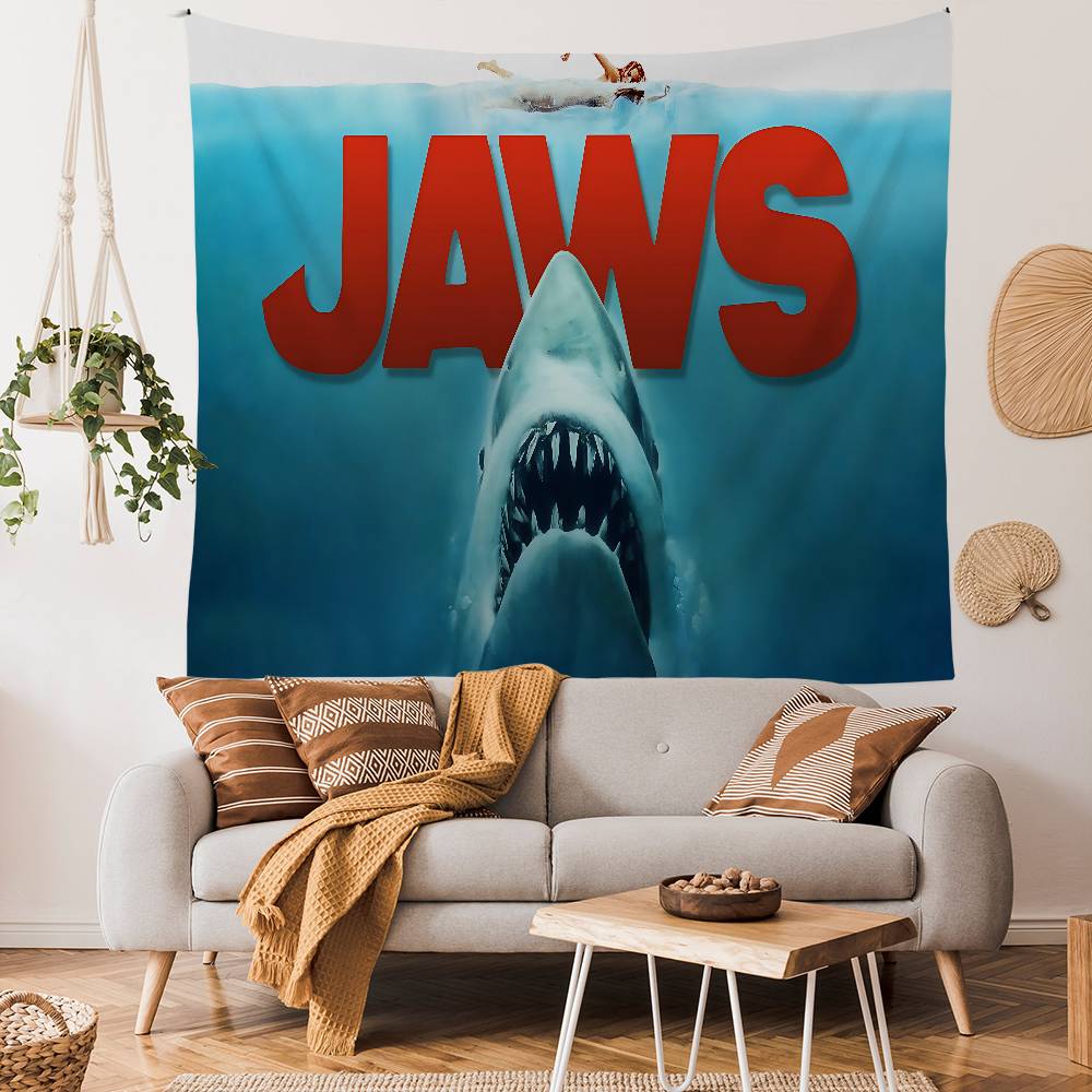 Flim JJaws Adventure Thriller Great Cartoon Tapestry Hippie Flower Wall Carpets Dorm Decor Art Home Decor