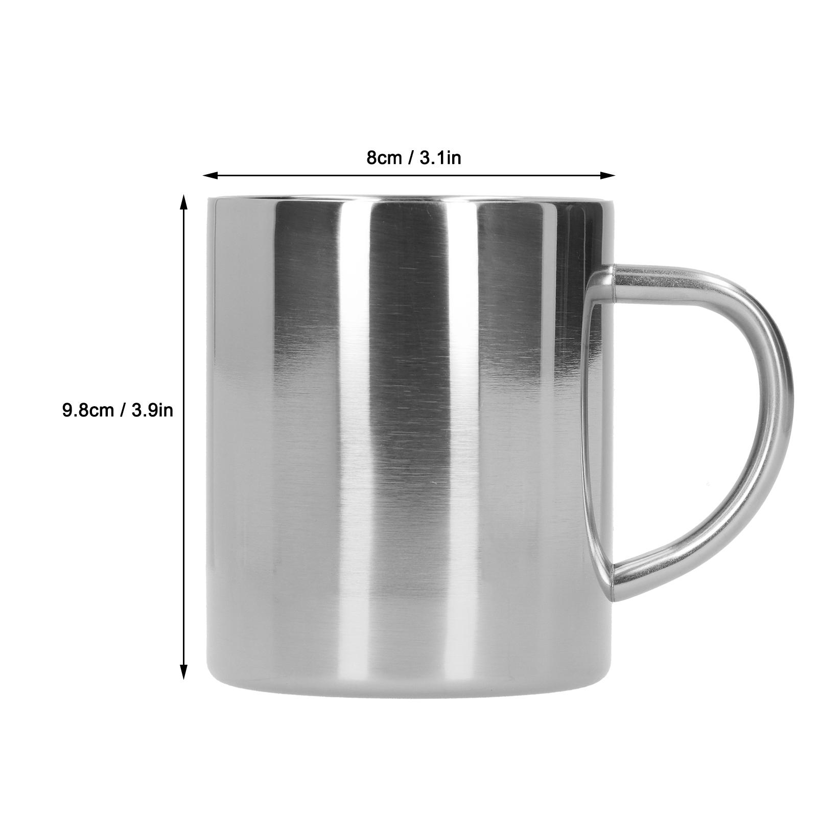 

400 мл Кавова чашка 304 Нержавіюча сталь Двошарова Чашка-кухоль проти опіків з ручкою для кави чаю води аксесуари для дому кухні срібний