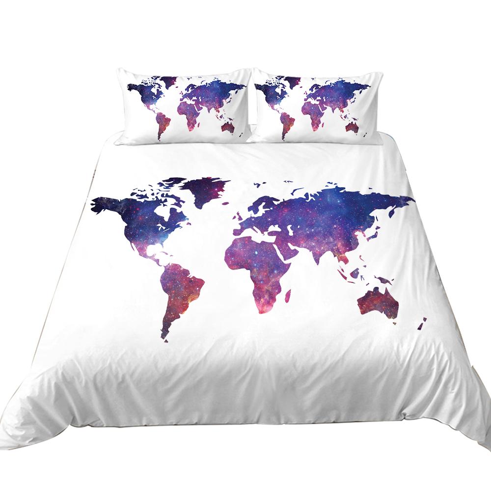 3D домашний комплект постельного белья с принтом карты, пододеяльник, наволочка, 2/3 шт., карта мира с узором, супер мягкое украшение для дома с застежкой-молнией Baby 100x135cm