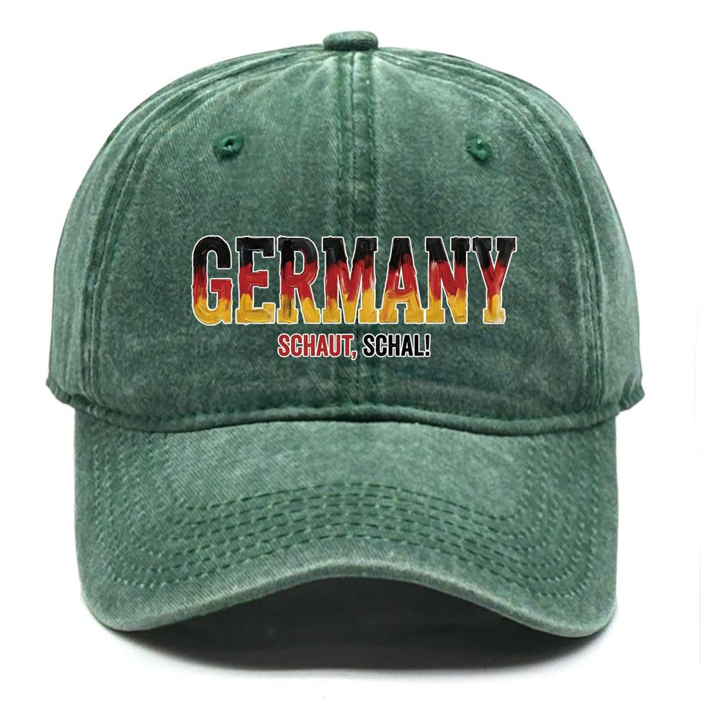Baseball Hat With "GERMANY" "SCHAUT, SCHAL" Flag Printed , Adjustable Sun Hat Sporting Fashion Raw Brim Cozy Dad Hat