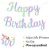 Happy Birthday Banner Pre-strung No DIY Glitter Birthday Party Banner Sign Wall Decor Door Banners for Men Women Boys Girls Party Backdrop