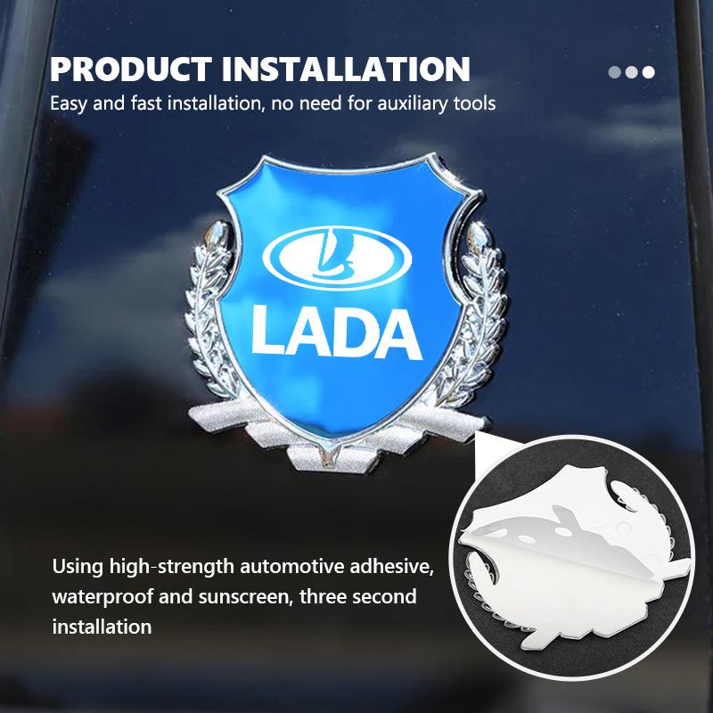 3D Metal Car Wheat Ear Shape Sticker Body Trunk Decor Sticker For Lada Vesta Granta Largus Vaz Samara Vesta Niva 4X4 2110