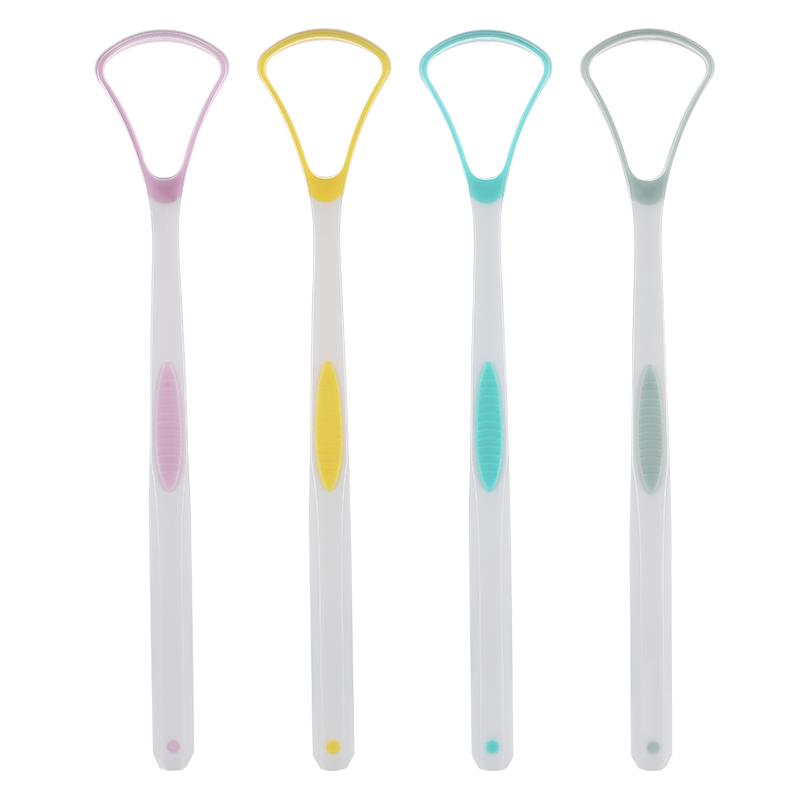 Premium 4-Piece Tongue Scraper Set Multi-Color Oral Care Tools For Fresh Breath Clean Tongue Soft Handle Design