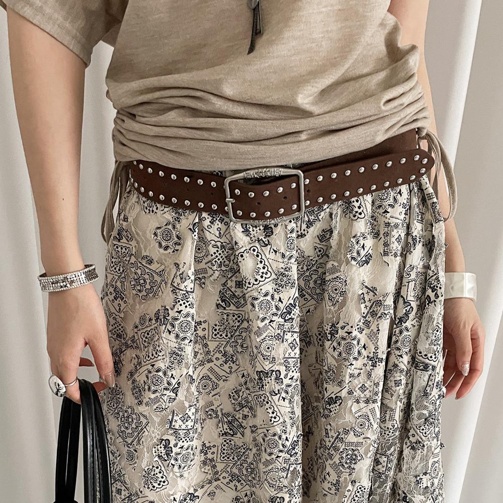 

Замшевый ремень с заклепками и пряжкой-штифтом, роскошный дизайн, панк-пояс, сочетается с юбками, джинсами кофейный