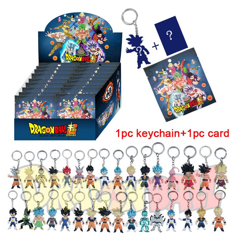 Anime Dragon Ball Figures  Goku Vegeta Super Saiyan Keychain with Card  Toy Pvc Dolls Pendant for Gifts
