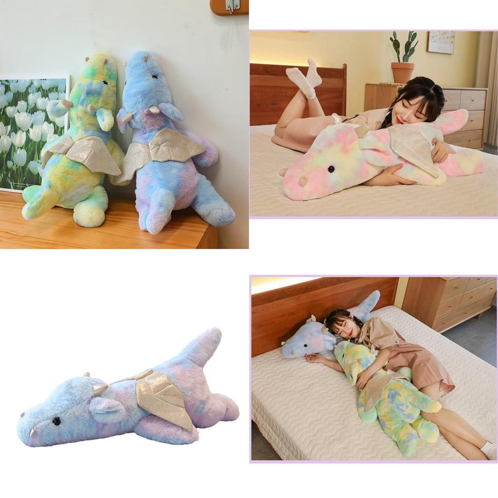 Popular Cartoon Style Tie-dye Dragon Plush Toy Pillow Wholesale Perfect Birthday Gift
