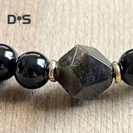 Black Obsidian Bead Bracelet Handmade Beaded Stretch Bracelets for Men Women 6mm Beads Feng Shui Bracelet for Mother's Day Father's Day Birthday Gifts
