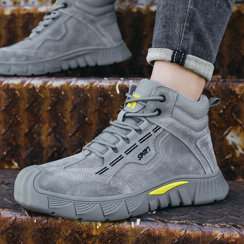 High Top Safety Shoes Men Waterproof Steel Toe Work Boots Abrasion Resistant Work Shoes Anti-slip Men's Work Protection Boots