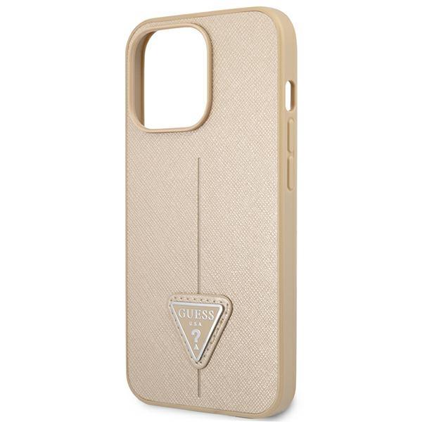 Guess Guhcp14Lpsatle Iphone 14 Pro 6,1 Beżowy/Beige Hardcase Saffianotriangle Logo