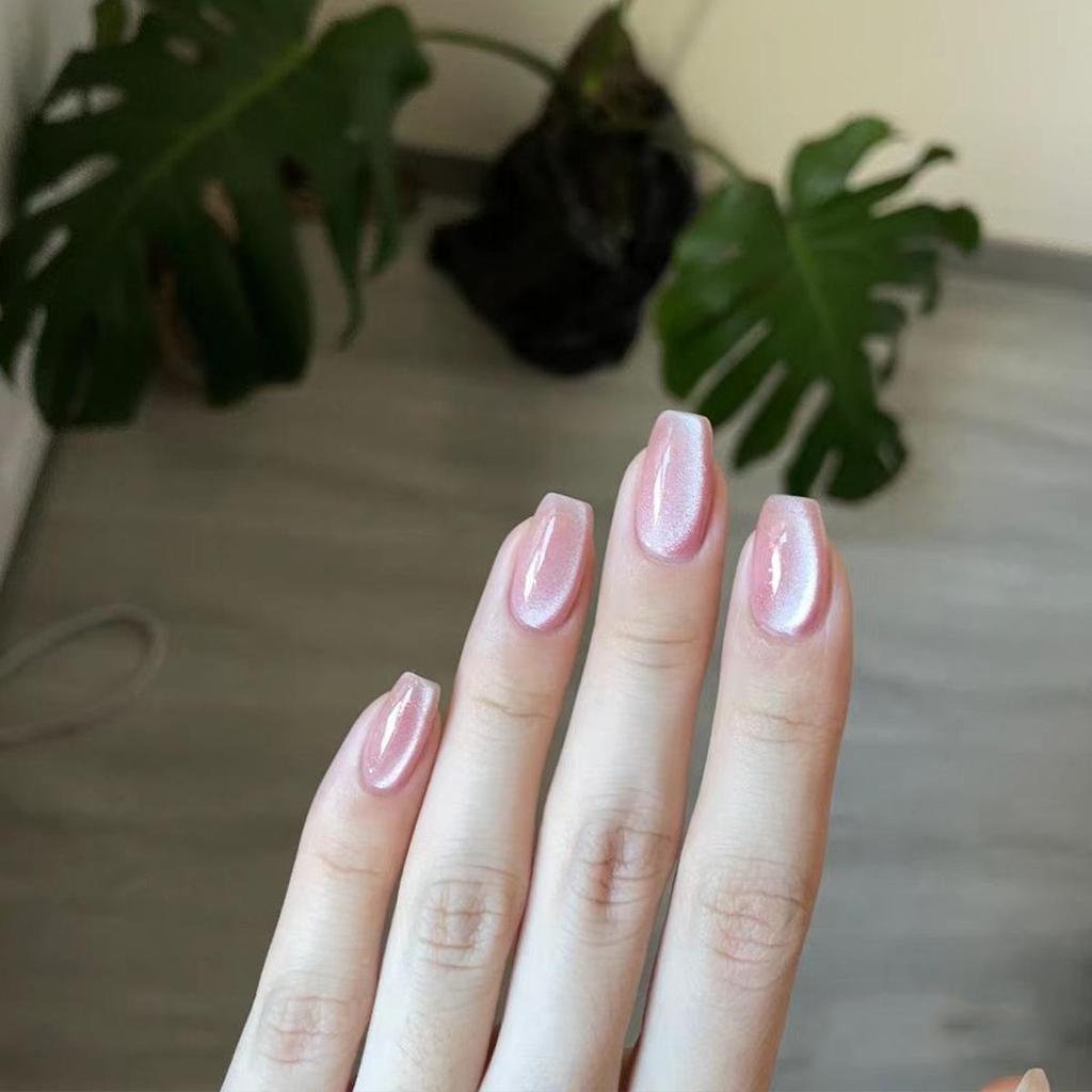 Cat Eye Wearable False Nails - Simple Whitening, Removable, High-End Nail Patches