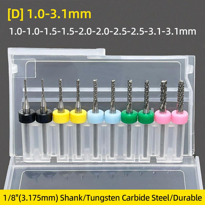 Milling Cutter Carbide End Milling Tools 0.8-3.175mm TiN Coated CNC Router Bits End Mill for PCB Machine Cutter Engraving Edge