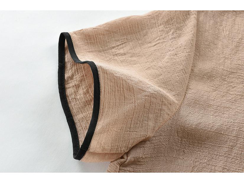 Summer Cotton & Linen Suit for 60-70-Year-Old Women: Grandma's Loose Pajama Set with Short-Sleeved T-Shirt