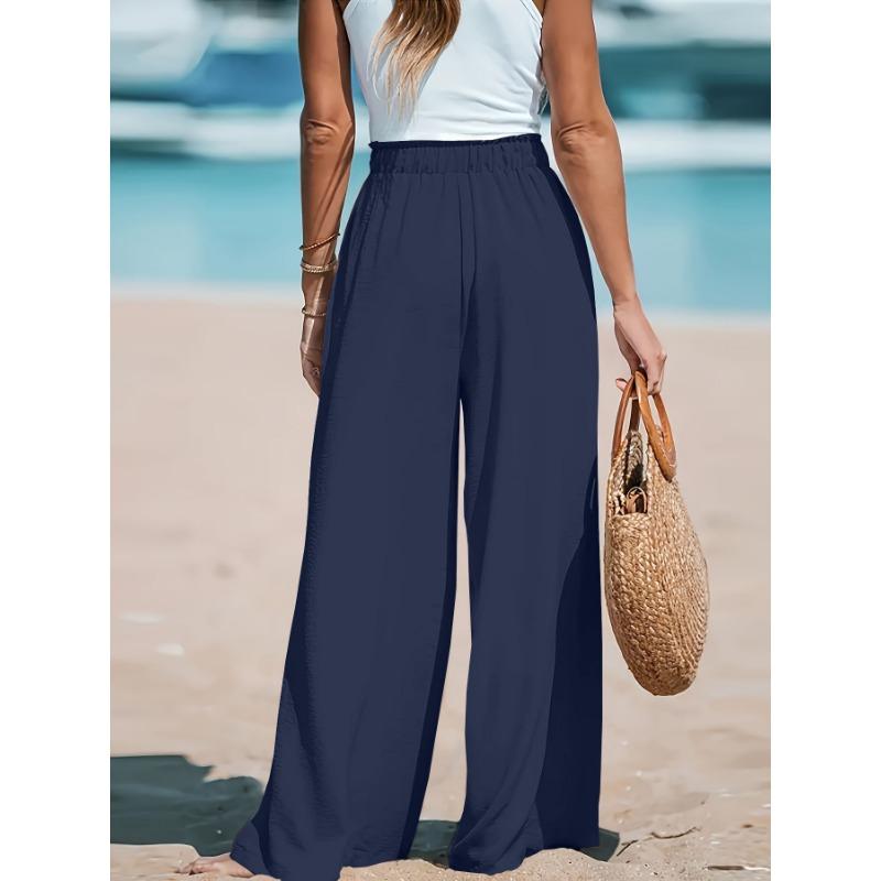 DAFIFY Women's Fashion Casual Solid Color Print High Waist Trousers Pants & Capris