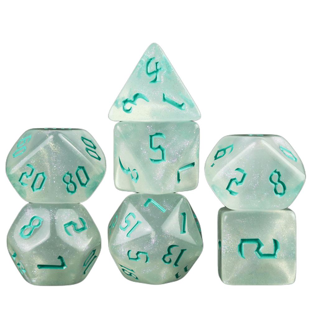 7pcs DND Dice Set with Tube Glitter Polyhedral Dice Playing Dice Game for Table Game