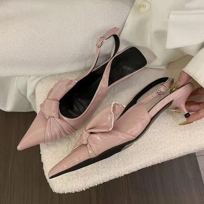 Eleganti Sandali da Donna con Fiocco Scarpe con Tacco a Punta Scarpe Mules da Donna Tendenza Estate 2025 Décolleté di Design Festa Zapatos mujer