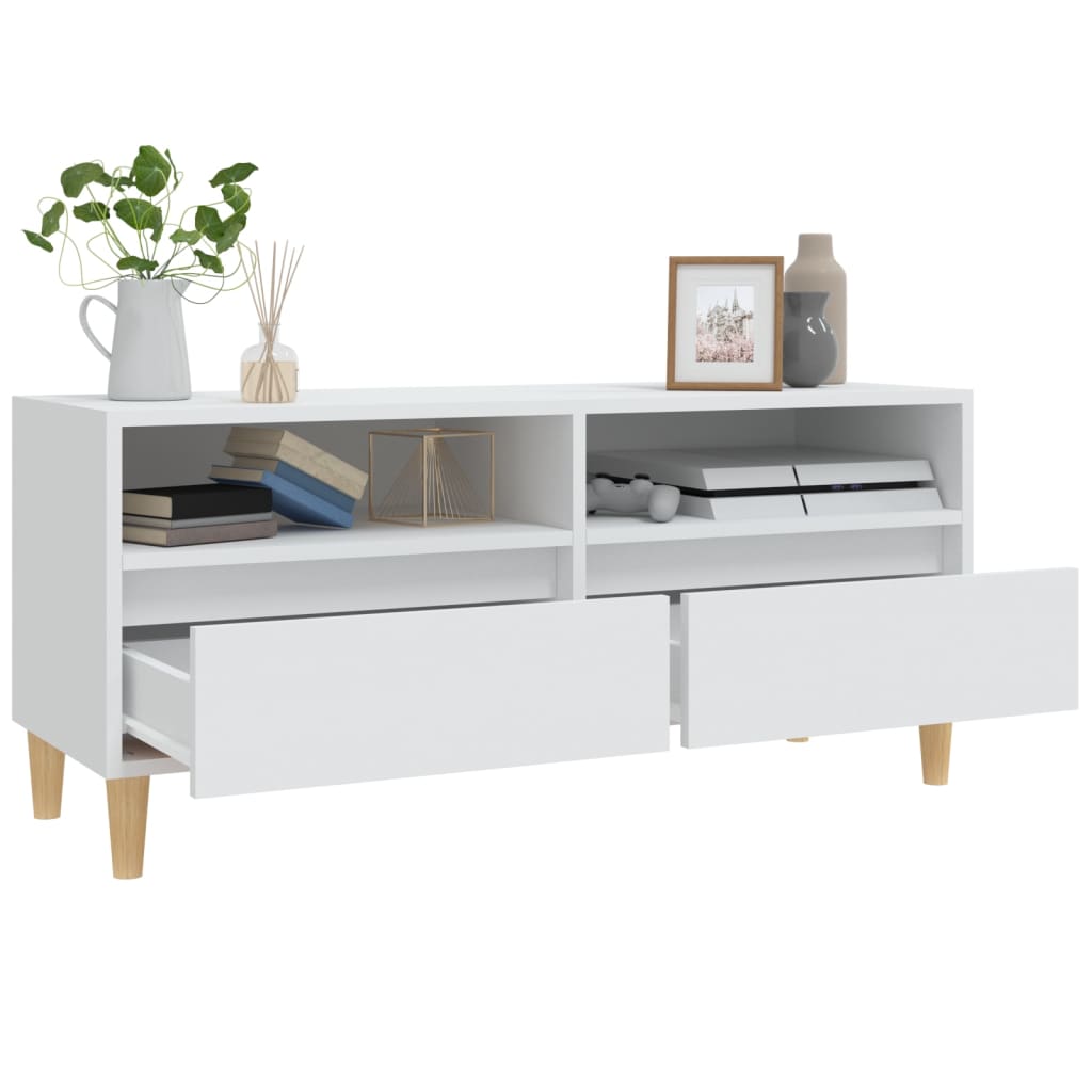 Vidaxl Szafka Pod Tv, Biała, 100X34,5X44,5 Cm, Materiał Drewnopochodny