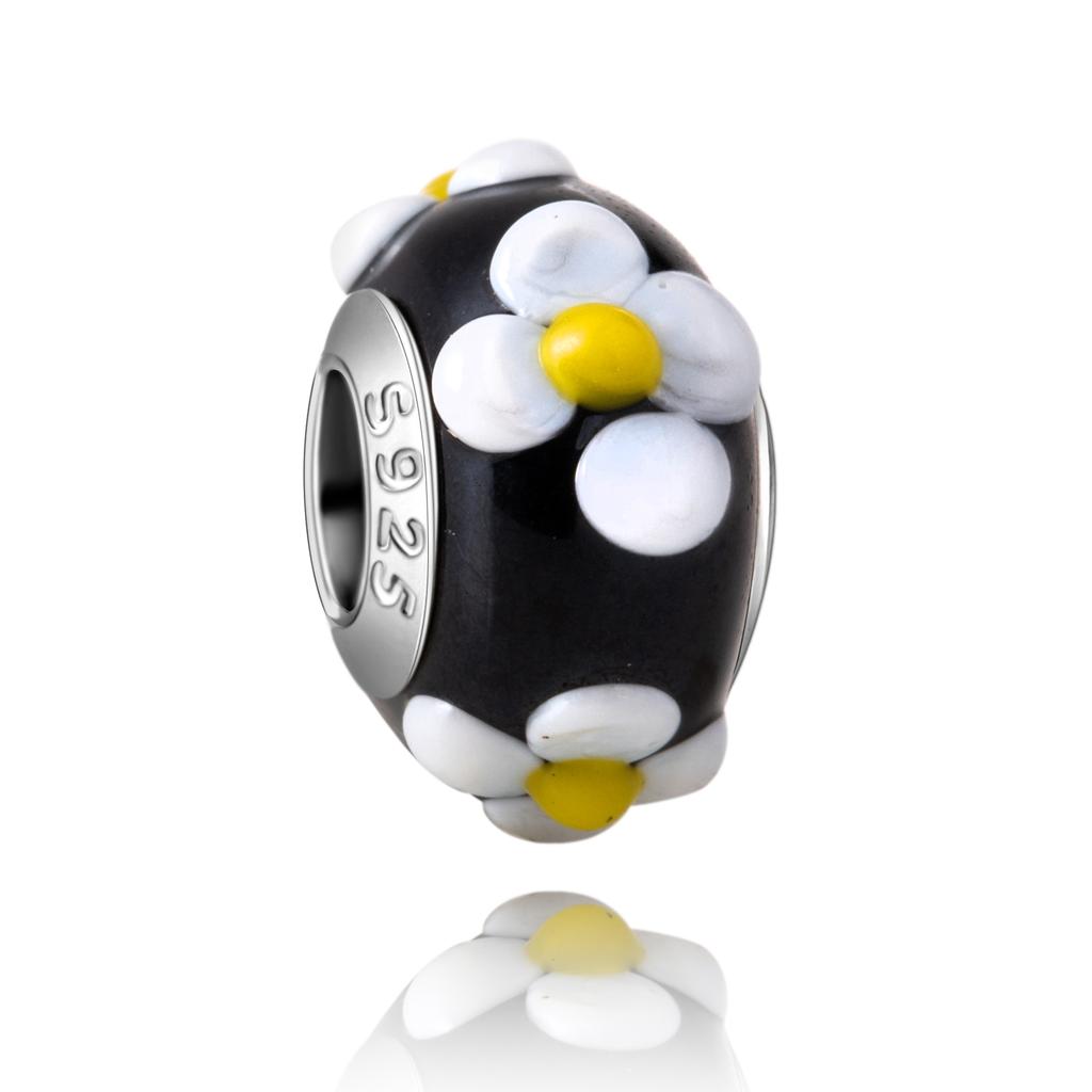 Murano Glass Collection Copper MultiColor Blue Bump Charm Fits Bracelets Women Exquisite Jewellery Accessories Gifts