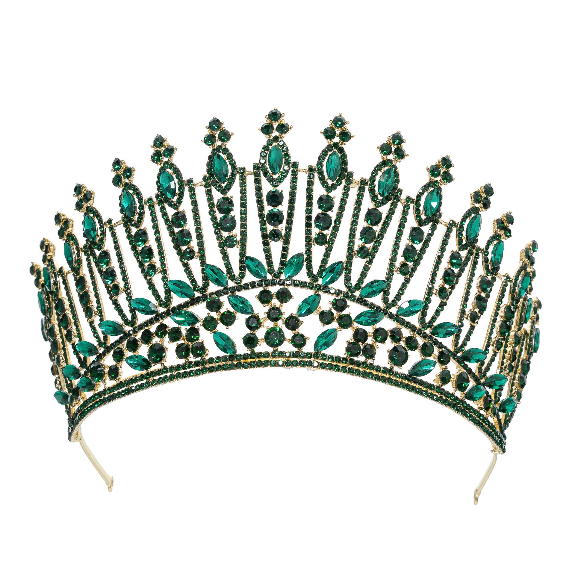 

Baroque European and American Beauty Pageant Bridal Crown Tiara Alloy Crystal Wedding Headband Hair Accessories Crown
