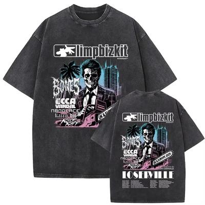 Rocková Kapela Limp Classic Album Plakát Bizkit Grafický Potisk Tričko Pánské Dámské Prané Vintage Streetwear Hip Hop Ležérní Oversize Tričko