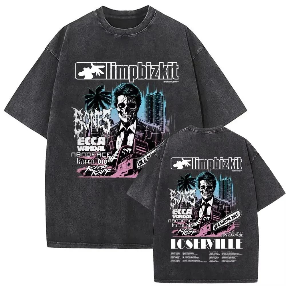 

Rock Band Limp Classic Album Poster Bizkit Graphic Print T-shirt Men Women Washed Vintage Streetwear Hip Hop Casual Oversize Tee XXL фіолетовий