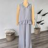 2 Piece Sets for Women Hooded Sleeveless Pullover Top And Long Pants Set Summer Casual Ruffle Lounge Outfits