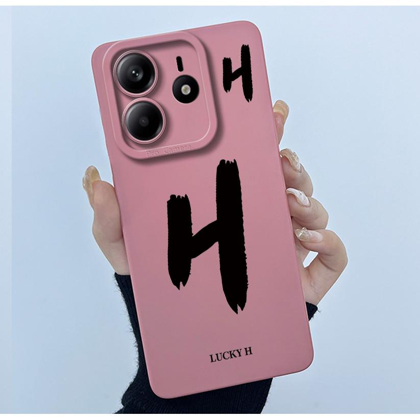 For Xiaomi Redmi Note 14 5G Cover Case Lucky Initial Letter Couple Silicone Soft Matte Phone Bumper for Redmi Note14 5G Casing