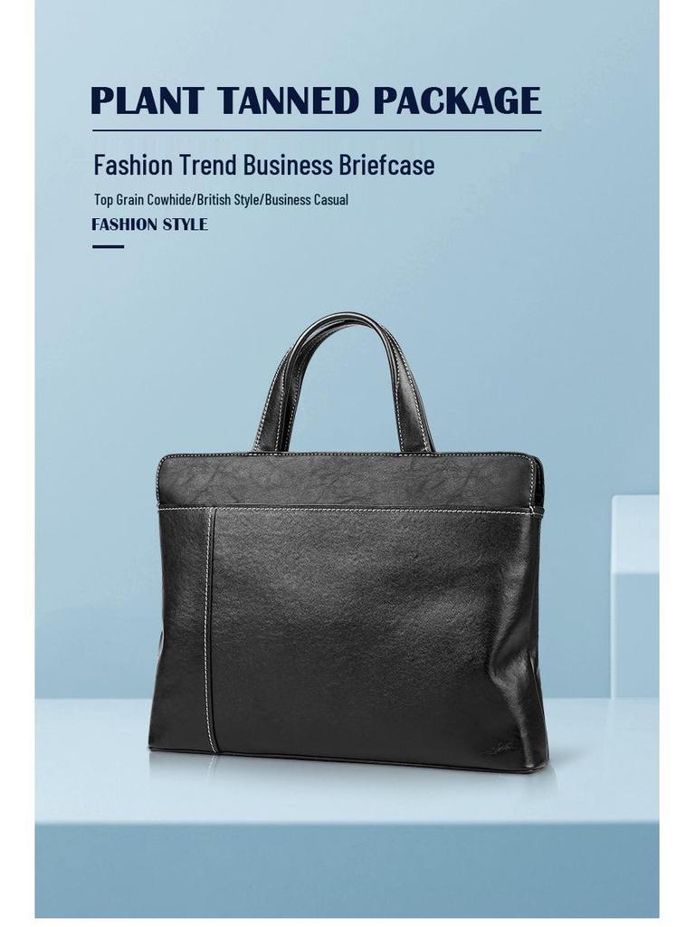 Geantă de mână și geantă de umăr pentru bărbați din piele naturală - Geantă de mână business casual cu capacitate mare