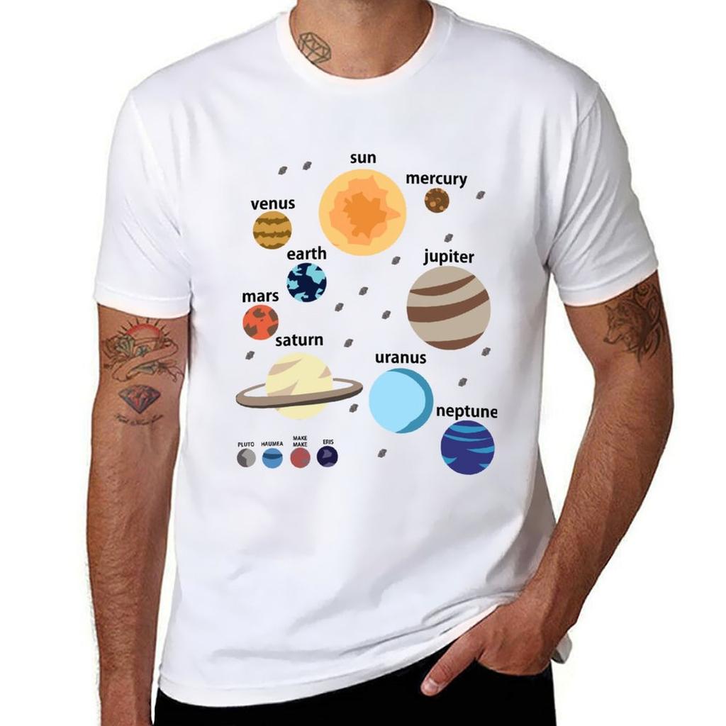 Solar System Planets Earth & Sun Design T-Shirt Lightweight Running Sports T-Shirt
