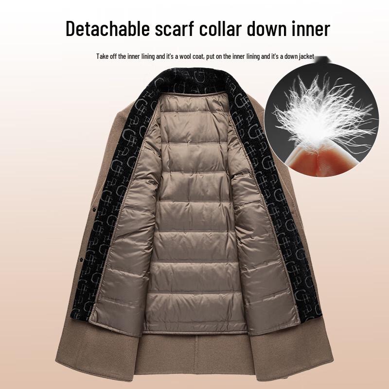 Lomon Men's Winter Mid-Length Wool Blend Overcoat