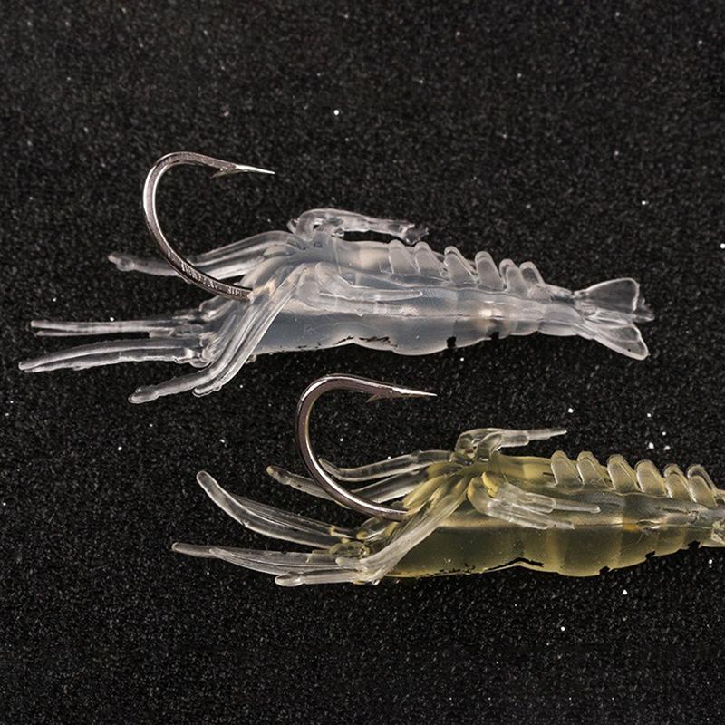 15Pcs Pvc Shrimp Lures Multicolor Soft Luminous Shrimp Bait Set Fishing Lure With Sharp Hook