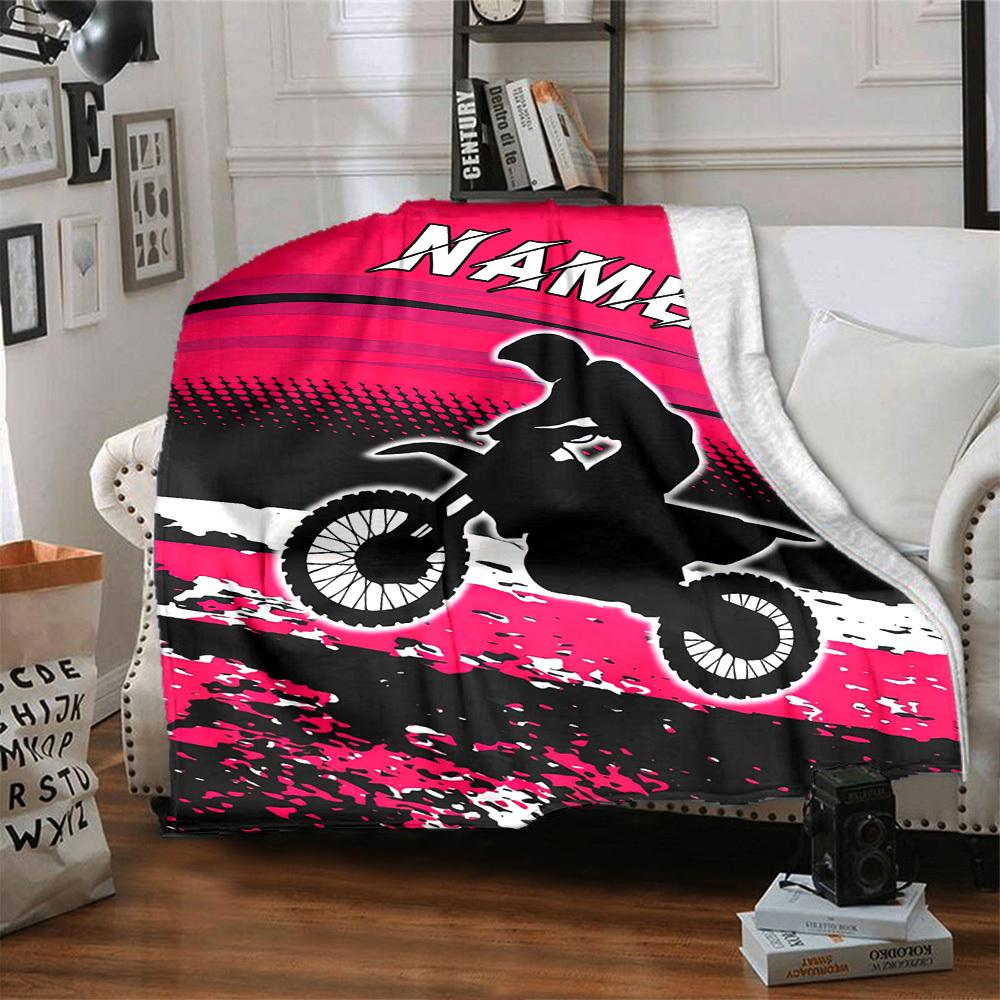 Custom Name Motocross Blanket Soft Cozy Lightweight Allseason Multipurpose Blanket For Picnics Sofas Offices Beds Living Rooms Gifts For Friends'