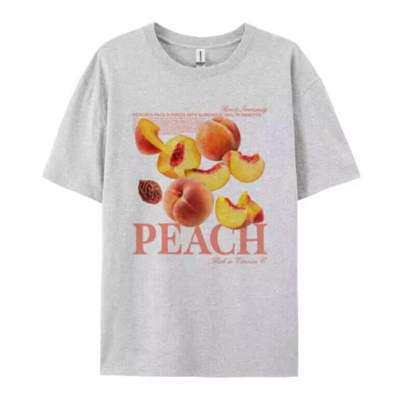 

Plus Size Women Tops 90s Vintage Boho Peach Printed TShirt Cute Aesthetic Foodie Graphic Tees Oversized Y2k Fruit Lover T Shirt S