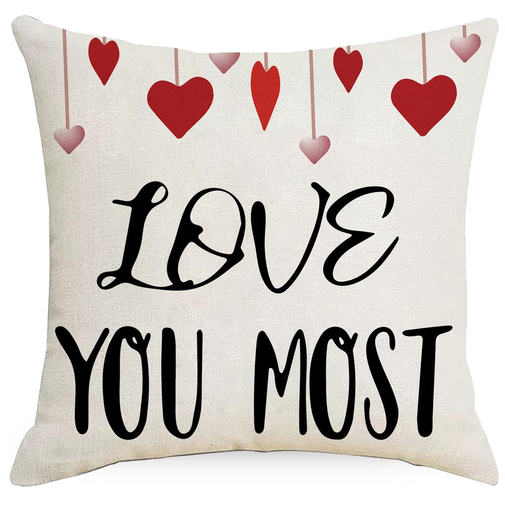 New Valentine's Day Line Printed Pillowcase LOVE Nordic Home Sofa Cushion Cover