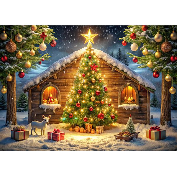 Beenle Christmas Photography Backdrop Xmas Tree Fireplace Gifts Family Party Decor Kids Portrait Background Decor Photo Studio