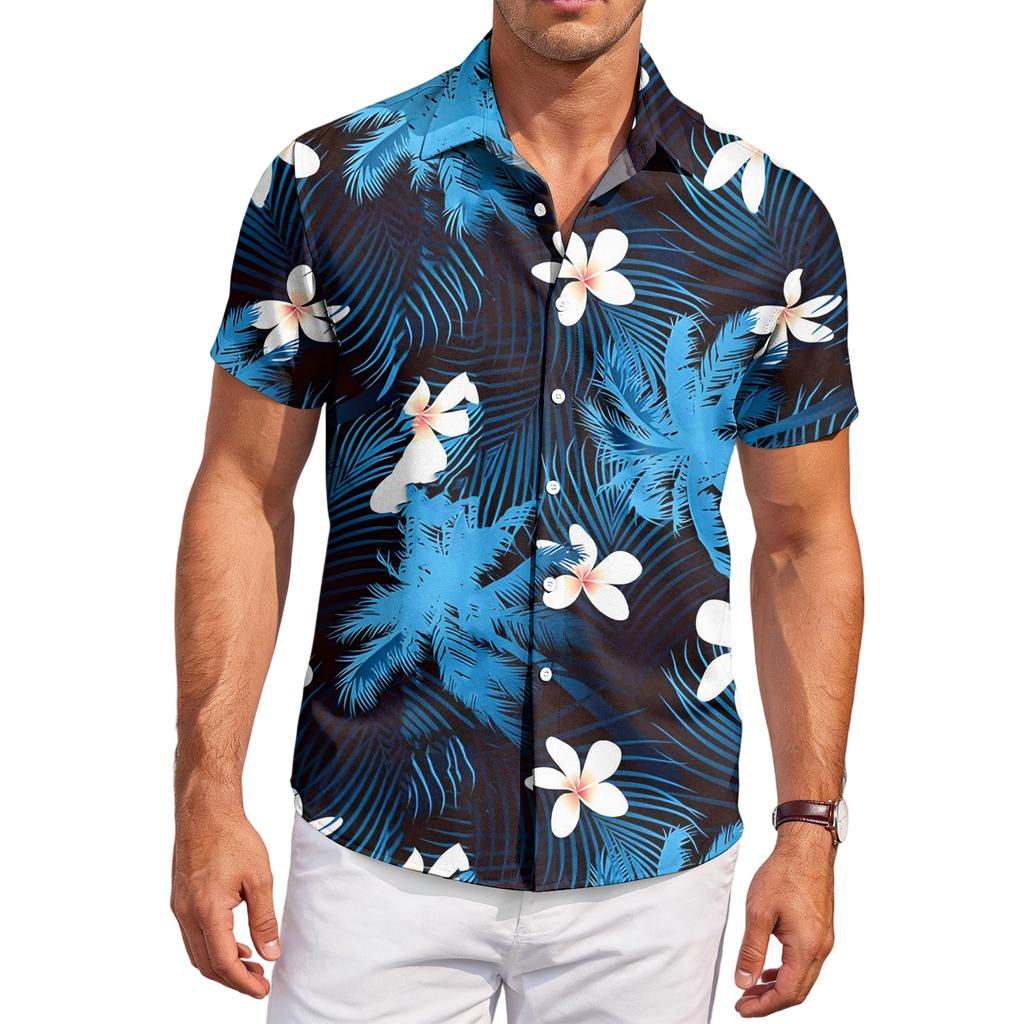 Men's Casual Fashion Printed Short,Sleeve Shirt