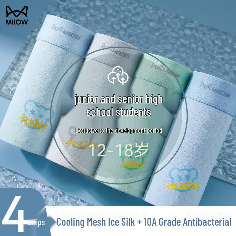 Mao Ren Teen Ice Silk Antibacterial Boxer Briefs XL