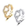 European-American Cross-border Hollow Heart Rhinestone Ring & Women's Heart-shaped Chain Bracelet Jewelry Set