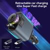 Retractable Car Charger with Aromatherapy 180-Degree Adjustable Design Universal 5-in-1 USB-C Car Charger Essential Oil Diffuser Car Accessories