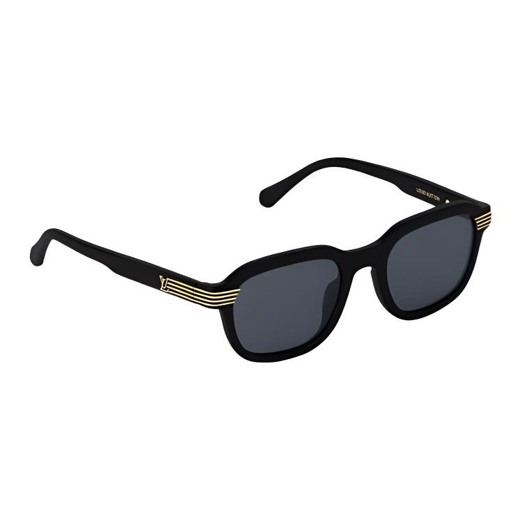 Louis Vuitton Logo Design Square Acetate Metal Square Sunglasses Men Sunglasses Black Z2889U