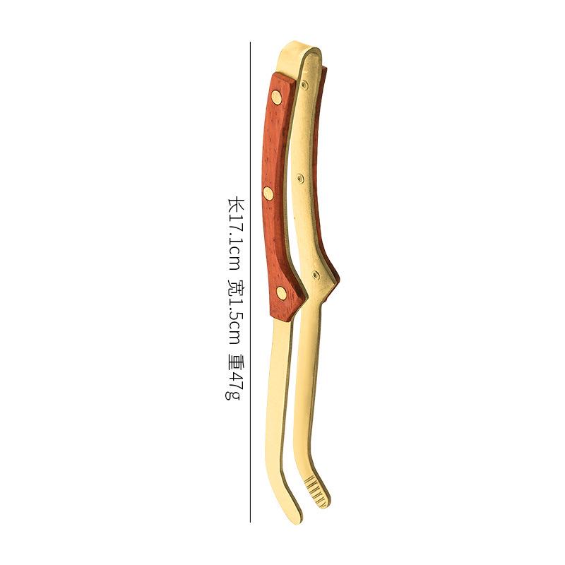 Pure Copper Tea Tongs Set: Brass Tweezers for Gongfu Ceremony, Non-slip Cup Holder, Gift Box Included