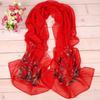 Luxury Design Spring Summer Scarf Branch Rose Pattern Printed Scarves  For Women Girls