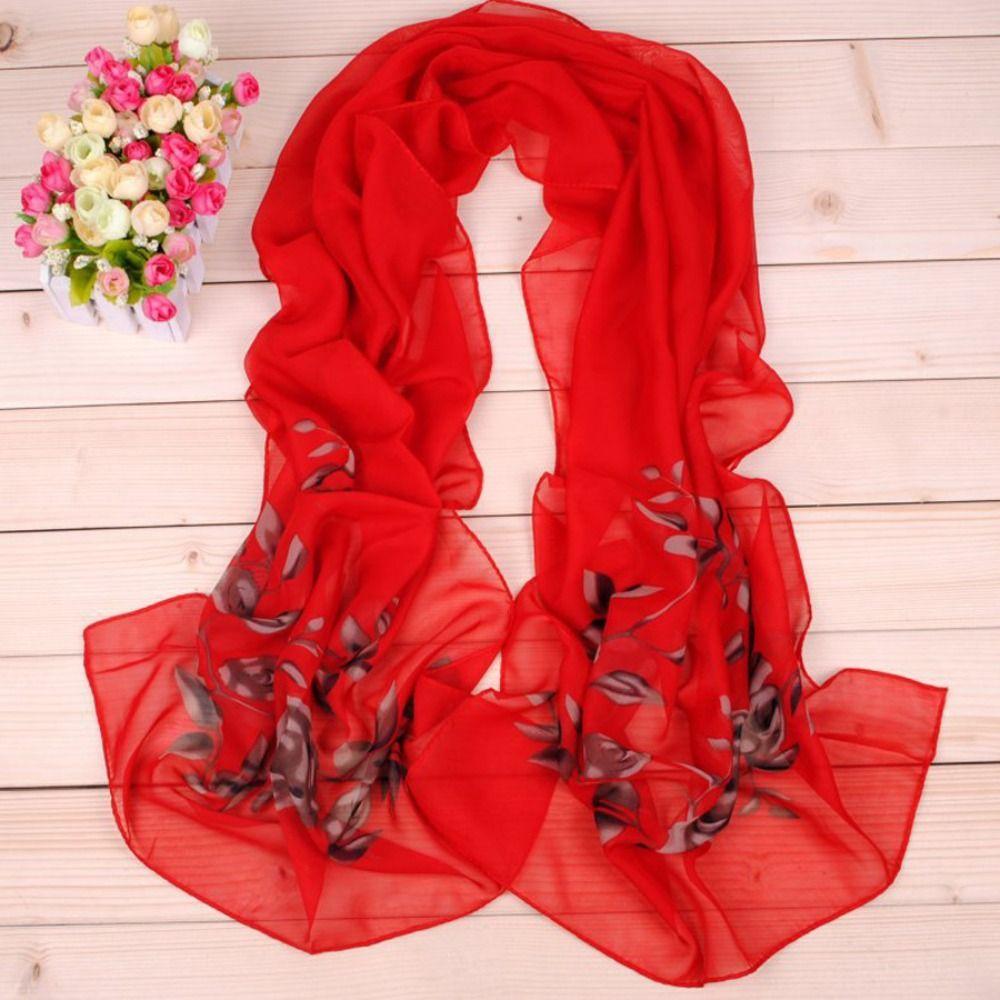 Luxury Design Spring Summer Scarf Branch Rose Pattern Printed Scarves For Women Girls