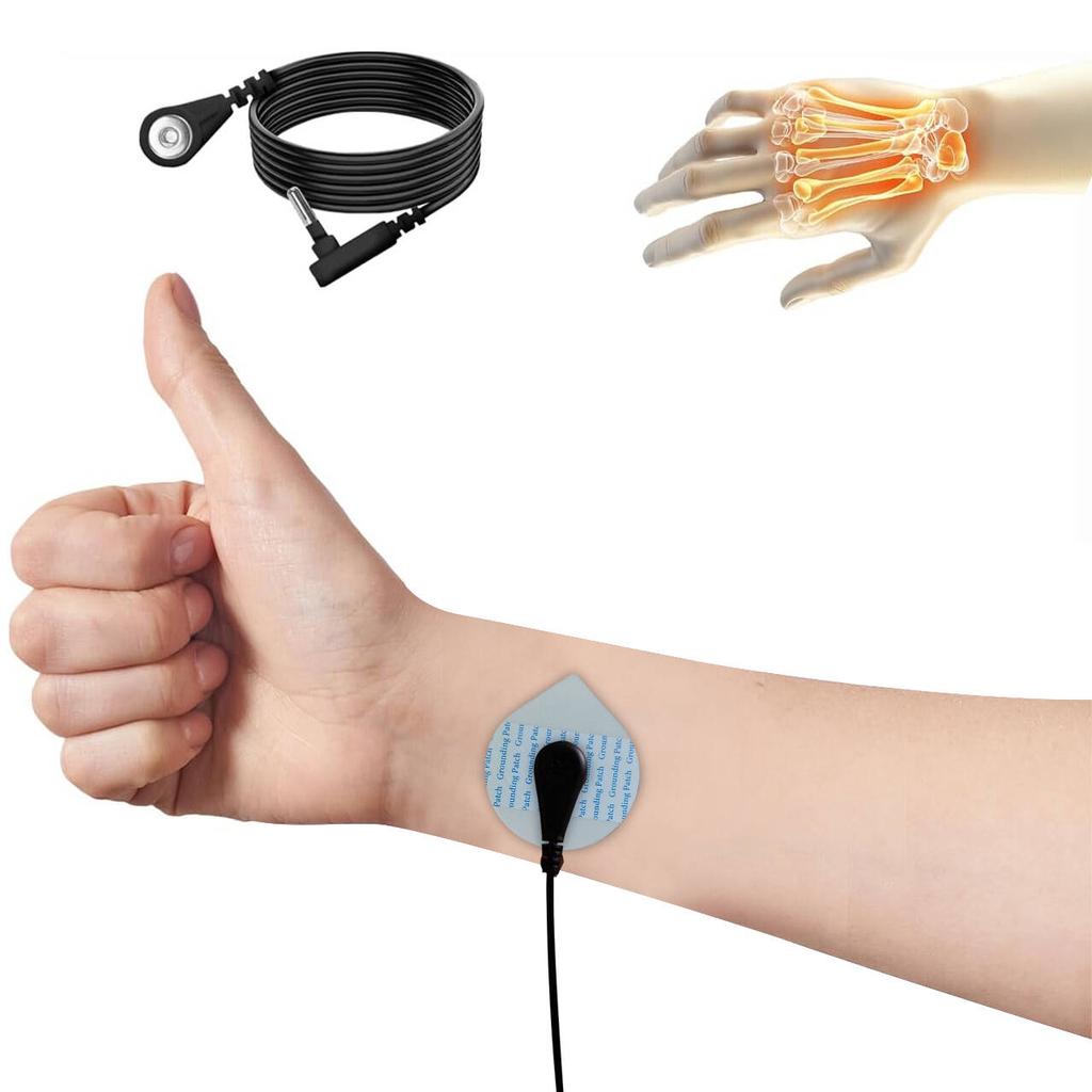 20pcs Ground Therapy Patches + 1 Black Coil Cord Earthing Replacement Stickers for Sleep & Pain Relief DIY Grounding Kit for Home Use