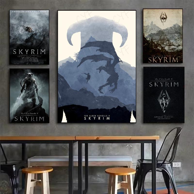 S-Skyrim The Elder S-Scrolls V Poster HD art sticky wall waterproof home living room bedroom bar aesthetic decoration