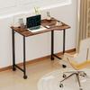 Folding Computer Desk on Wheels, 80 x 52 cm, Device Slot, Brown