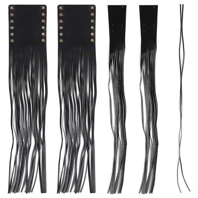 2Pcs Black PU Leather Hand Grips Tassel for 1in Handlebar Motorcycle Modification Accessories